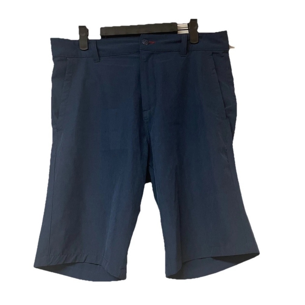 Men’s Golf Shorts 10” inseam Navy/Heather flat front Size 32 golf, tennis, hike